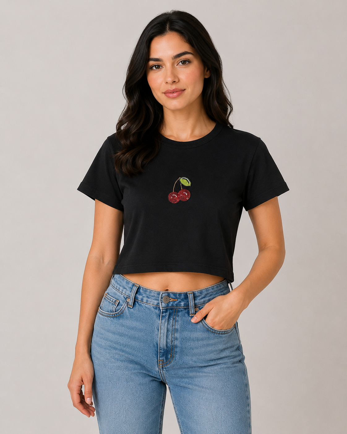 Women’s Ribbed Cherry Crop Top