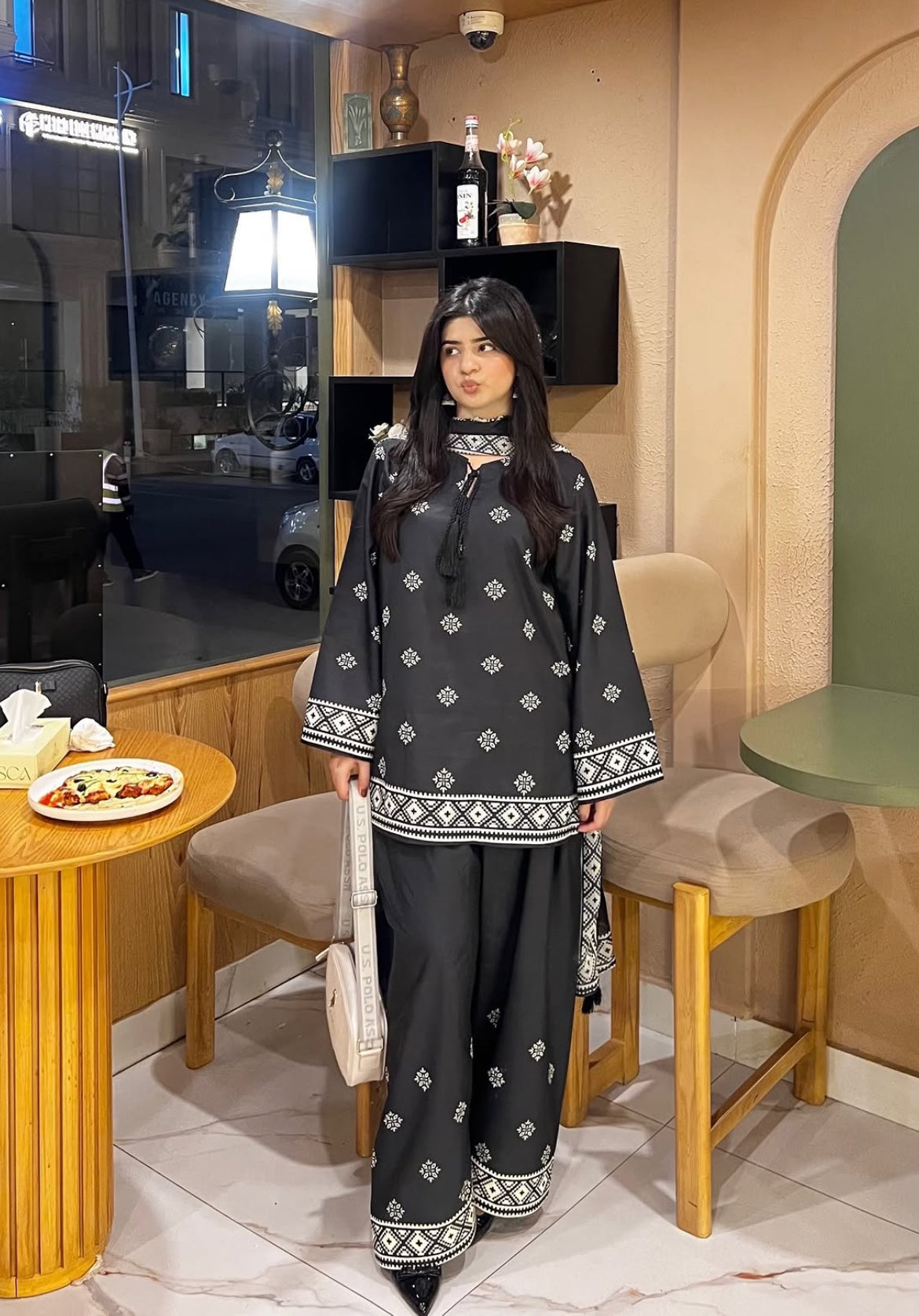 Black Ethnic Printed 3 Piece Co-Ord Set