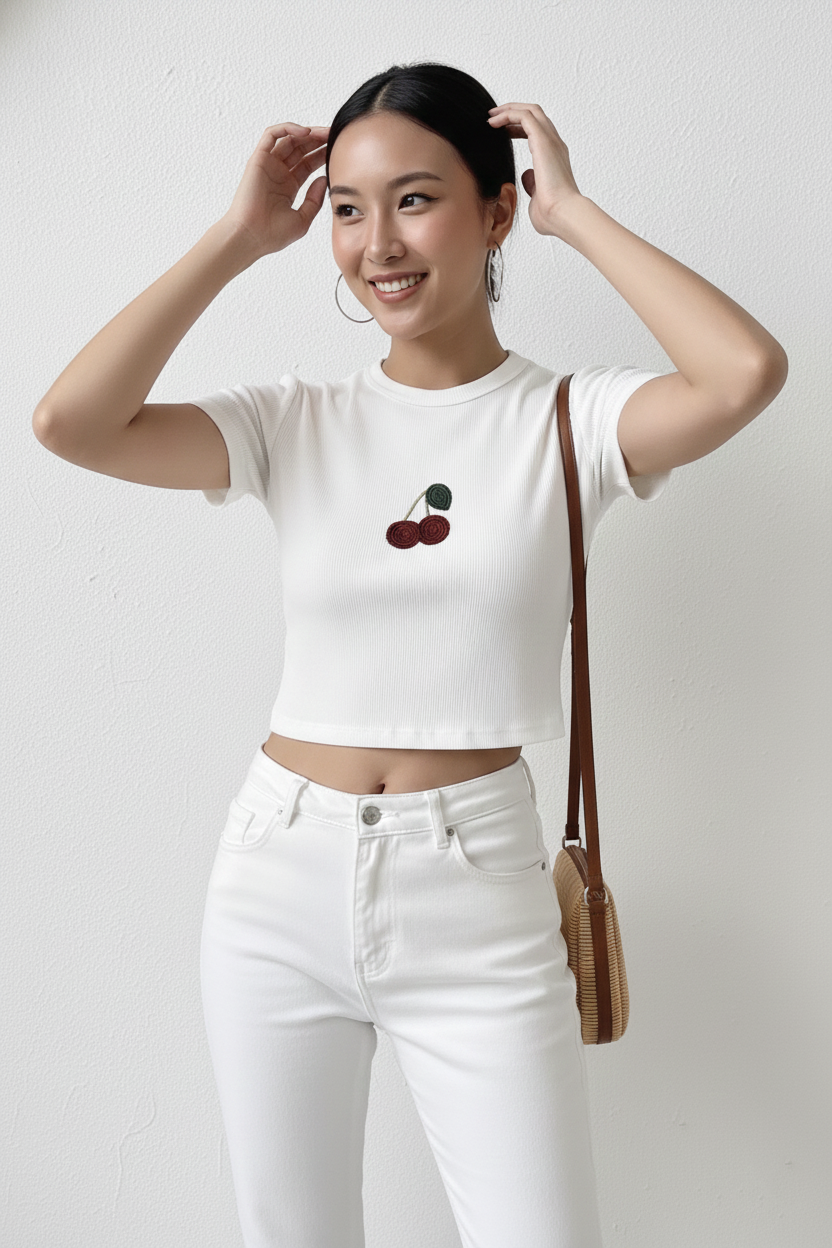 Women’s Ribbed Cherry Crop Top