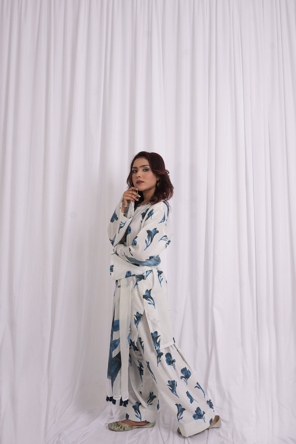 Blue Floral Printed 3-Piece Lawn Suit