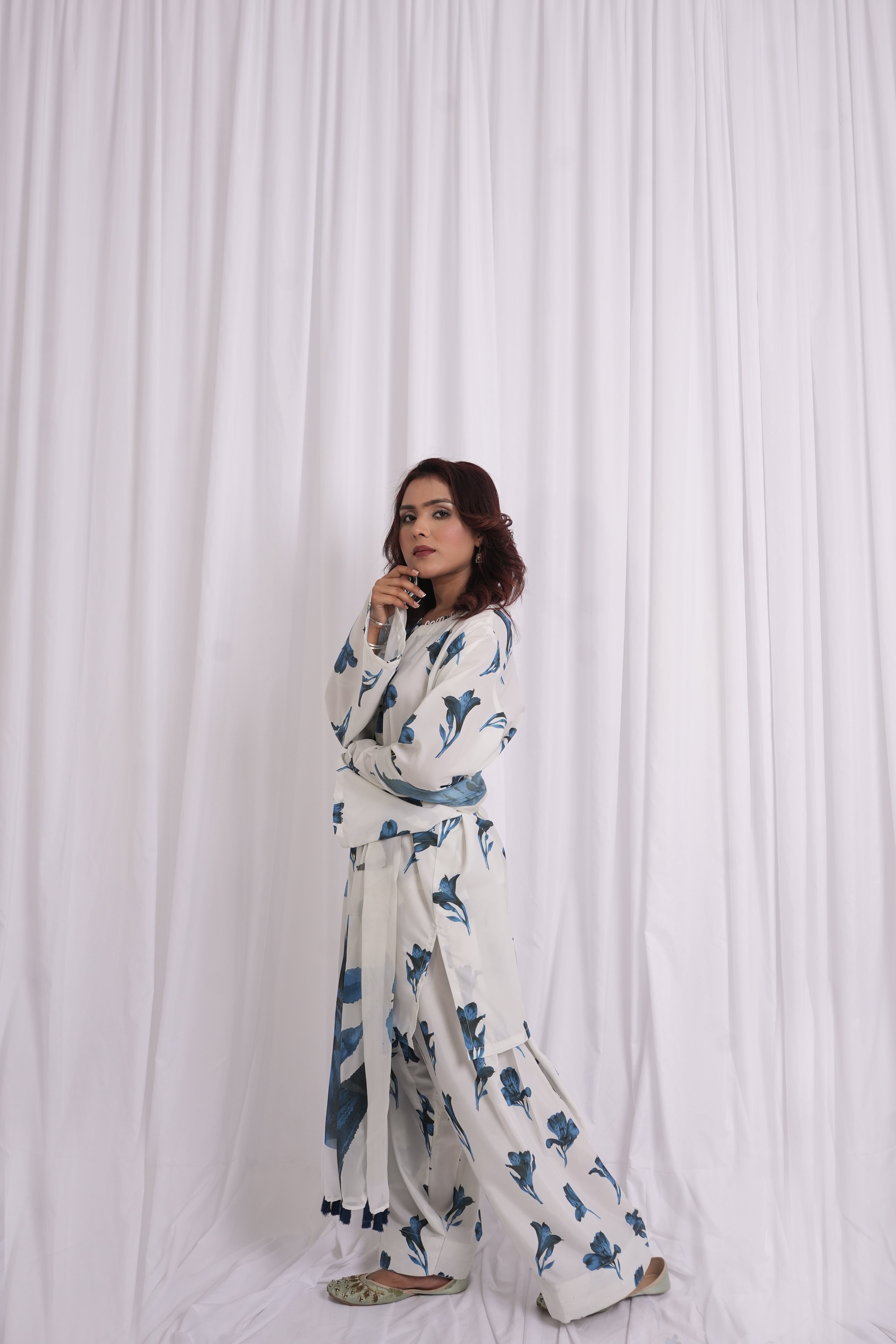 Blue Floral Printed 3-Piece Lawn Suit