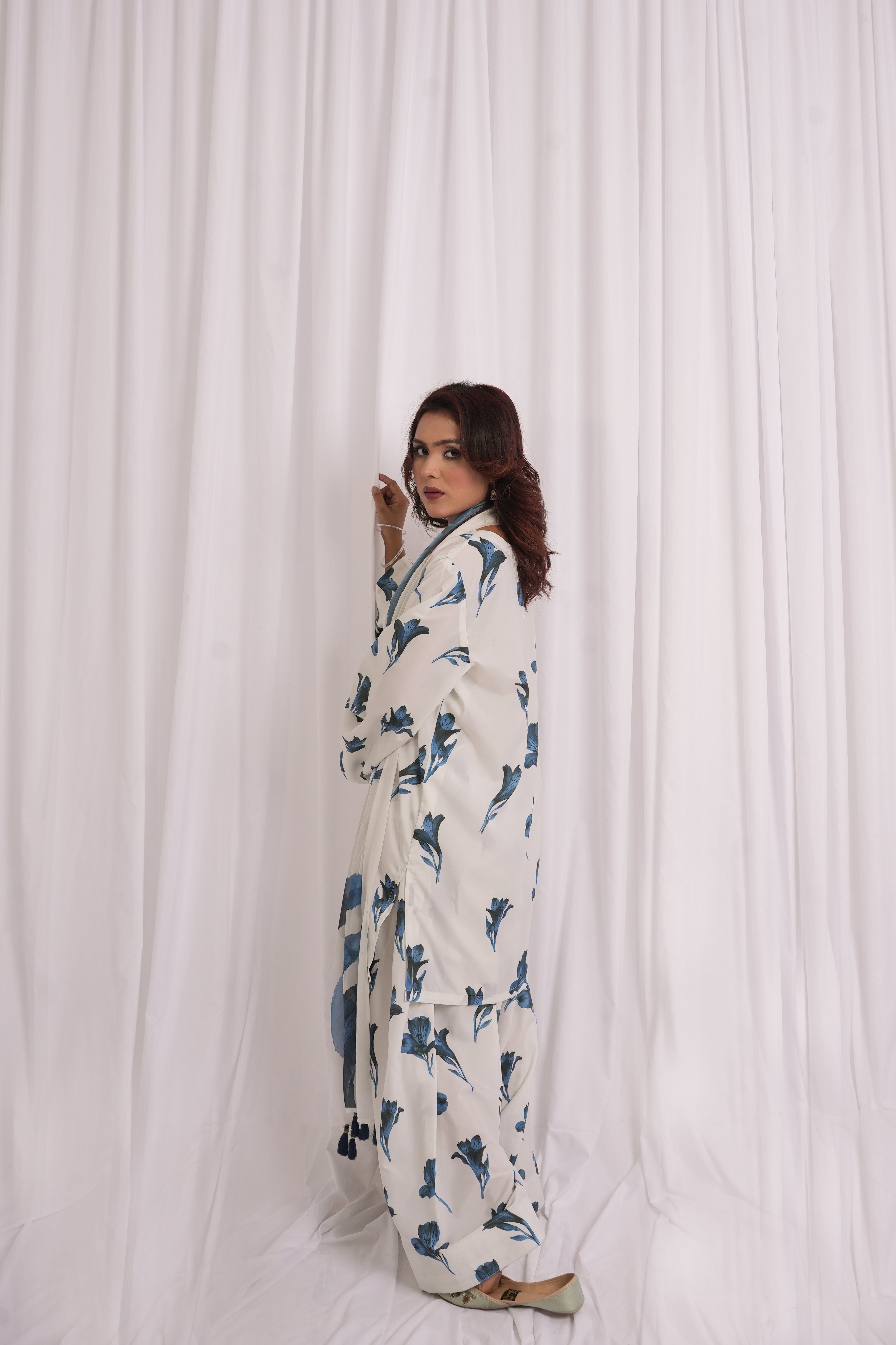 Blue Floral Printed 3-Piece Lawn Suit