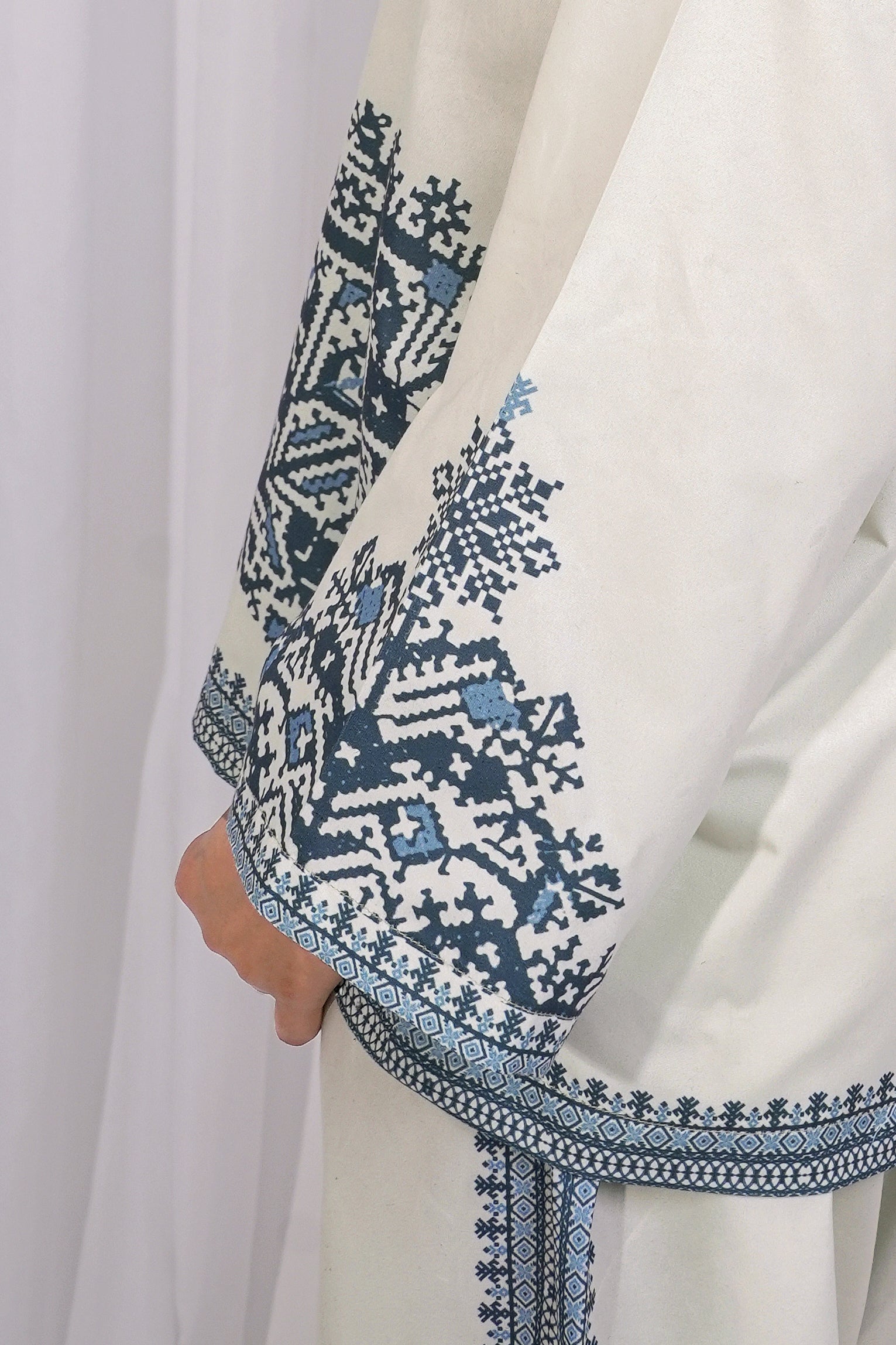 Printed Co-Ord Set – Off White & Blue