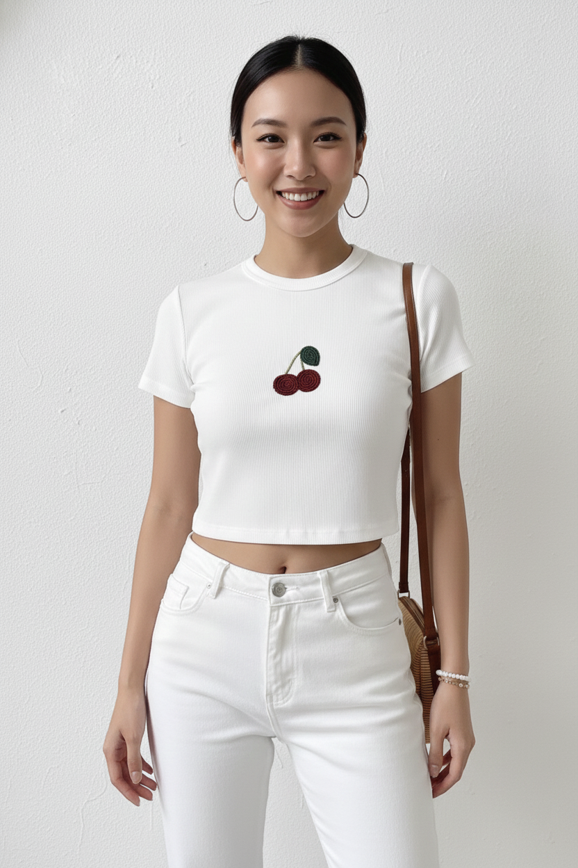 Women’s Ribbed Cherry Crop Top