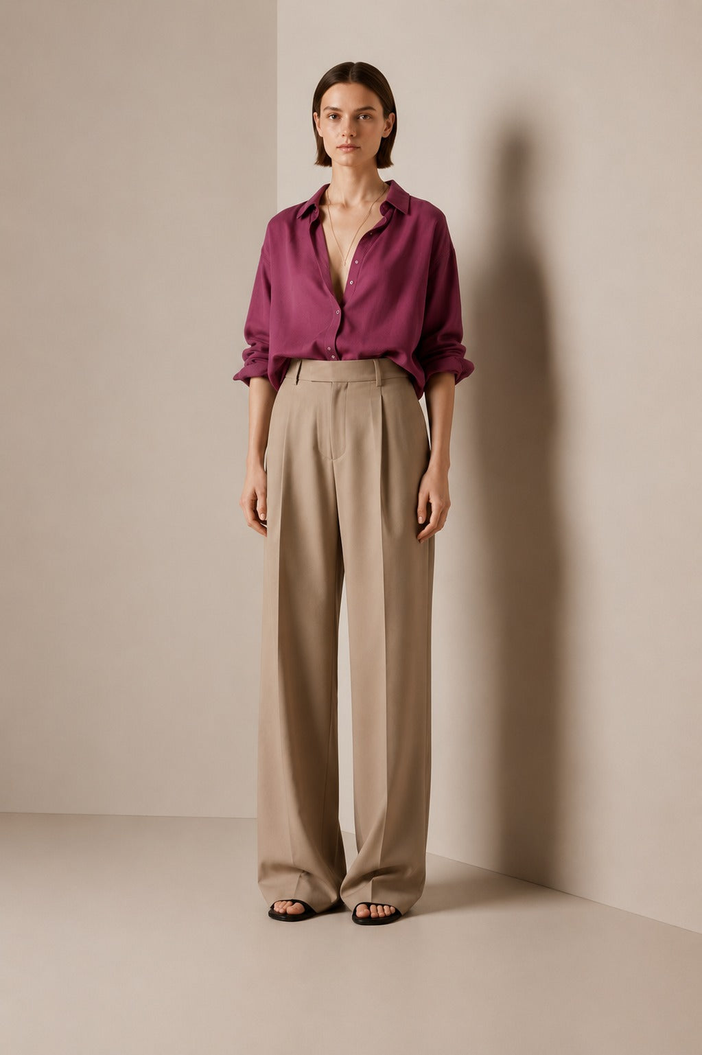 CAMEL-Beige-WIDE LEG PANT