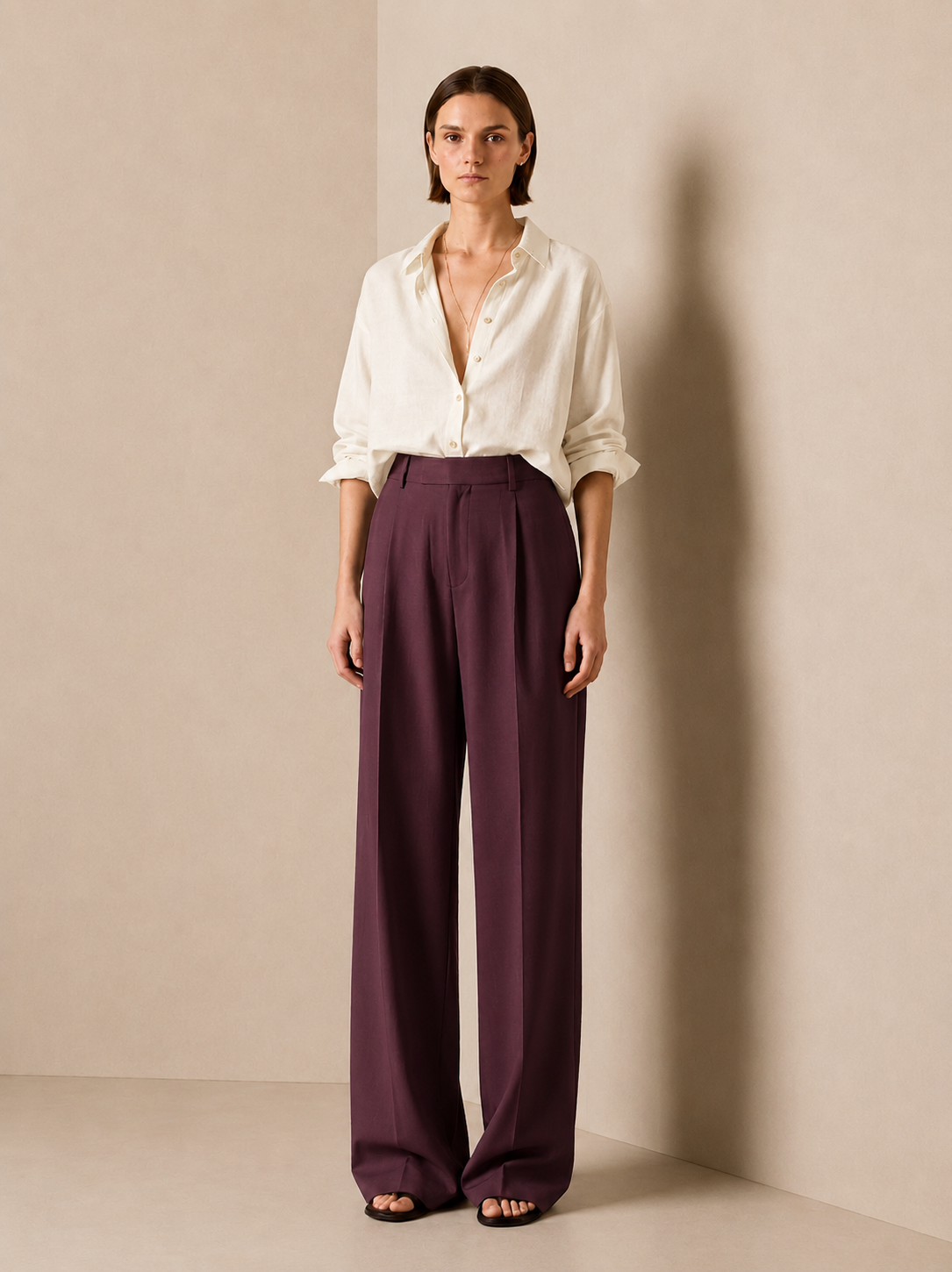 WINE-Mehroon-WIDE LEG PANT