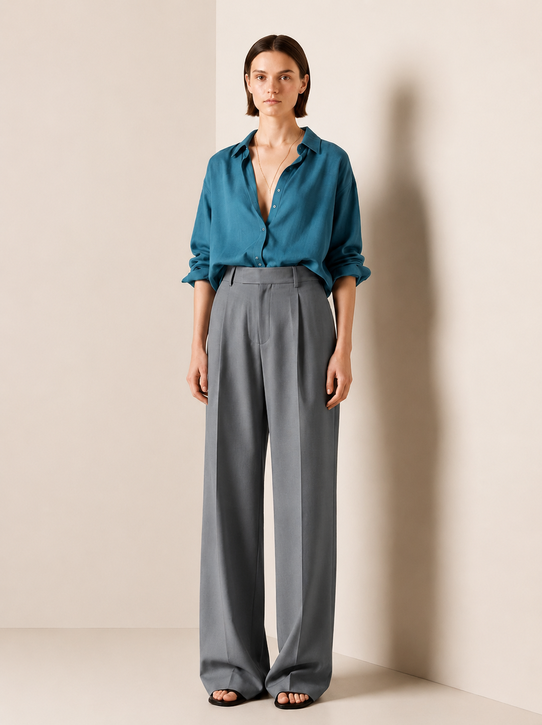 SLATE-Grey-WIDE LEG PANT